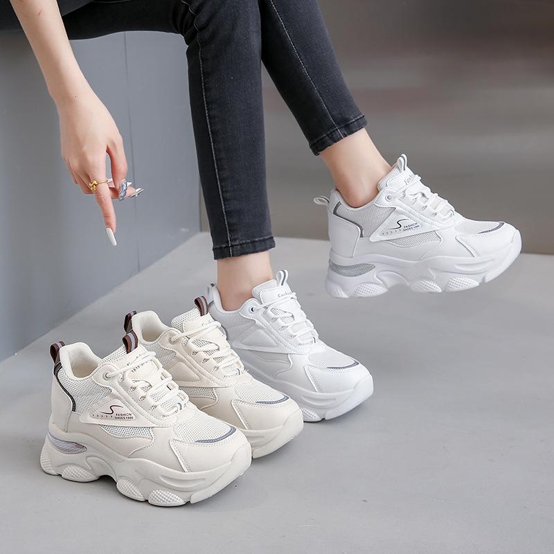 Muffin thick-soled lace-up casual sports shoes 2025 new fashion trend little white shoes suitable for wearing dad shoes in all seasons