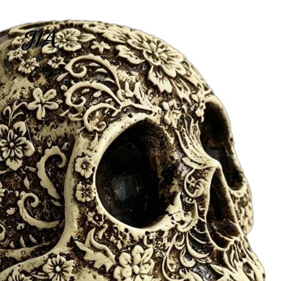 Halloween Tischdekorationen Kreative Totenkopfblumen Skulptur, Menschlicher Kopf Skelett Statue, Sammlerfigur Geschenke für Erwachsene Heimdeko,