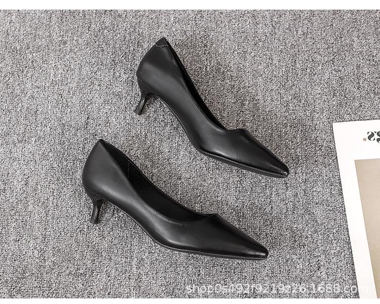 357-8 Flyvertinne Dames Svarte Skinn Stiletthæler - 2025 Profesjonelle Høye Hæler