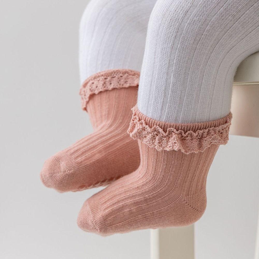 5Pairs Lace Baby Ruffle Socks Cotton Toddle Walking Socks Sweet Kids Tube Sock  Princess