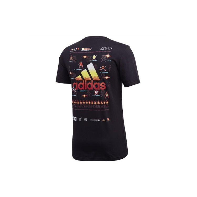 

Adidas Originals 8-bit Platform Back Print Crew Neck Short Sleeve T-shirt Men Black FN1720 S