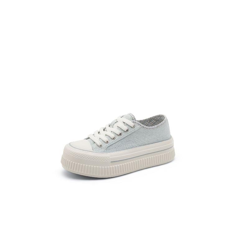  platform canvas shoes spring and summer new women's versatile sports little white shoes thin breathable casual round head board shoes