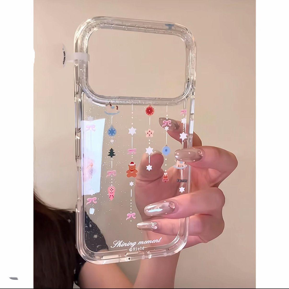 

New Glitter Wishing Wind Chime Transparent Soft Phone Case for iPhone XS XR 7 8 Plus 1412 Pro Max 1715 Apple 16 Cute. iPhone 16 Plus