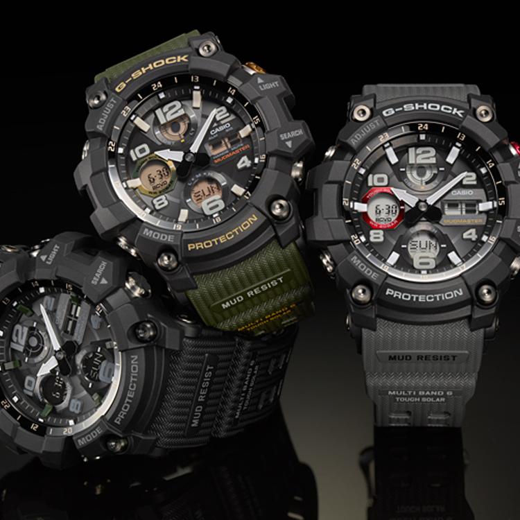 G-Shock Land Series Mudmaster Multi-Function Solar Quartz Movement Rubber Strap Men watches Black GWG-100-1APRT