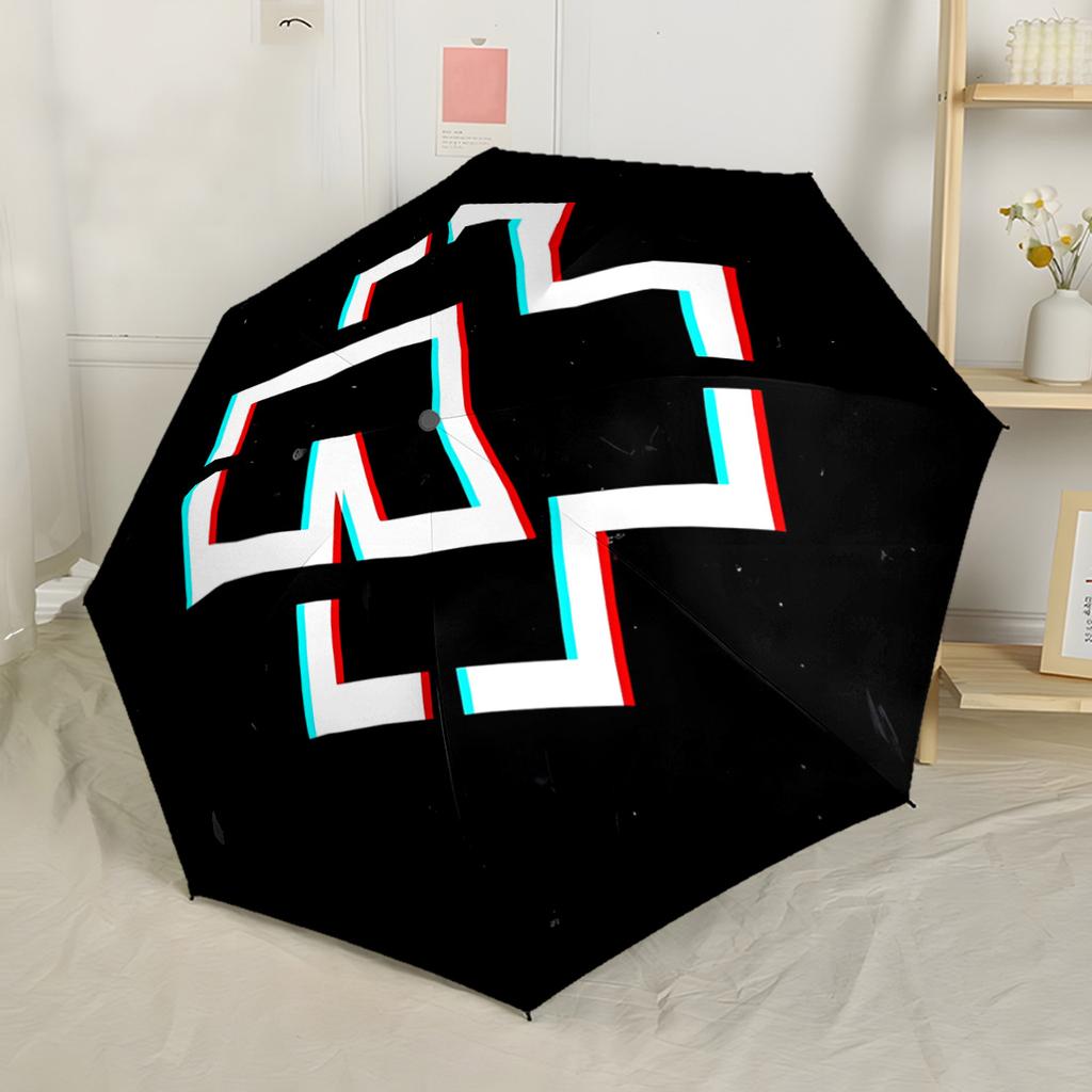 Rammstein Rose Logo Regenschirm Kompakt 8-Rippen-Design Kompaktes Design Reiseutensil Stilvolles Accessoire Am besten für Weihnachten