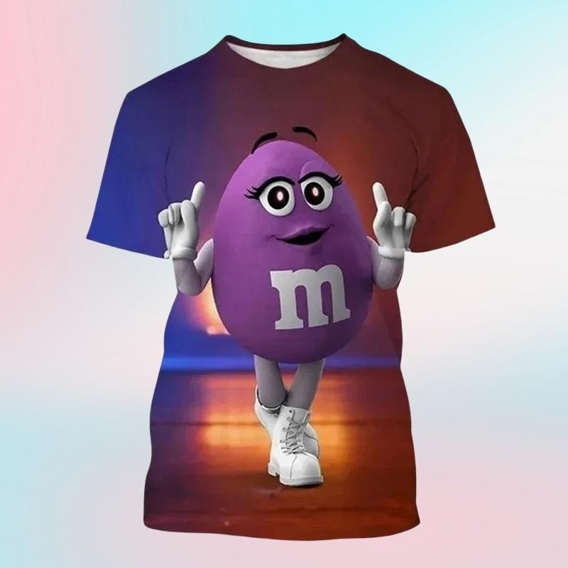 M&m's Chocolate Beans 3D Print O-Neck T-shirts Men Short Sleeve Fashion Hip Hop Oversized Harajuku Y2K T Shirt Unisex Clothes