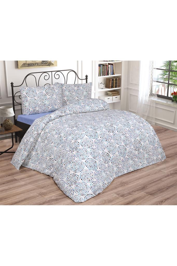 Vivi Bedding Set 4 Pcs, Duvet Cover, Bed Sheet, Pillowcase, Double Size, Self Patterned, Wedding, Daily Use Blue