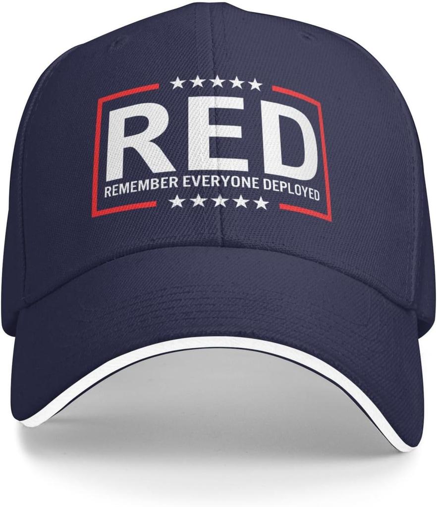 Remember Everyone Deployed RED Awareness Baseball Cap Polyester Adjustable Unisex Outdoor Hat