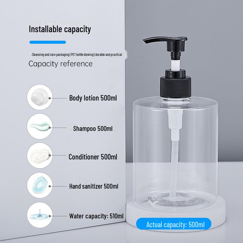 Sticlă transparentă din plastic PET de 500 ml pentru dezinfectant, loțiune, șampon și gel de duș
