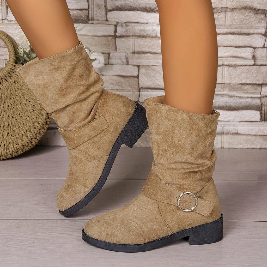 Fashion Women's Boots Womens Autumn Imitation Suede Waterproof Short Boots 2025 Daily Home Office Shallow Mouth Comfortable Zapatillas