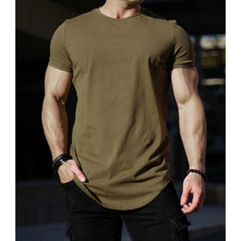 High Street European and American Men's Muscle below the Hip Brother Short Sleeve T-shirt