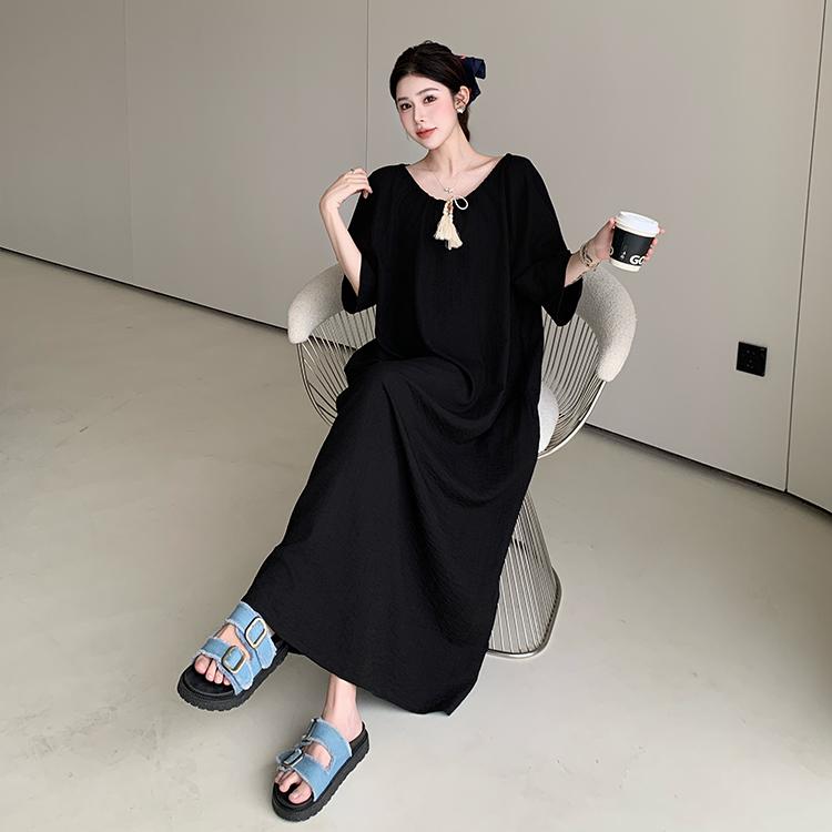 DIMANAF Women Plus Size Elegant Linen Dress Loose 2025 Vintage Dress Basic Long Casual Shirt Dress