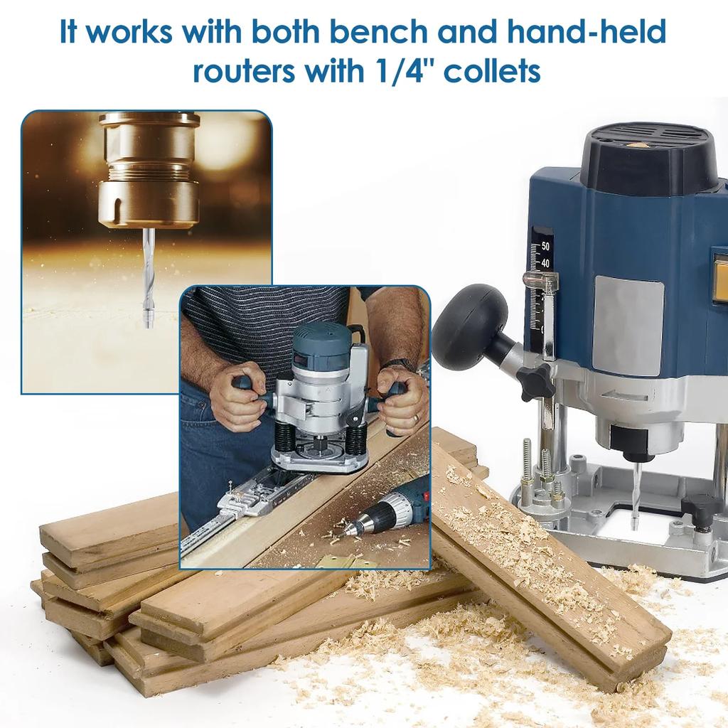 Oberfräser-Bit mit Spiralnut und bündigem Schnitt Robuster Karbid-Bündigfräser mit 1/4-Zoll-Schaft Doppelt gelagerter Führung 1-1/8 Zoll