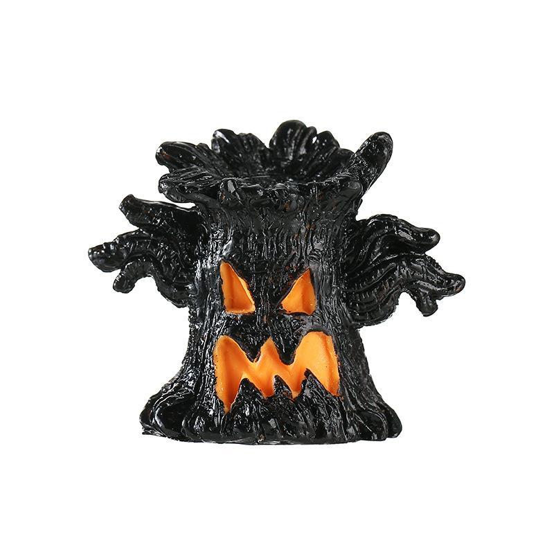 .1Pc Halloween Lighted Spooky Tree Decor Warm LED Glow Resin Build For Halloween Party Tabletop Haunted House Decor