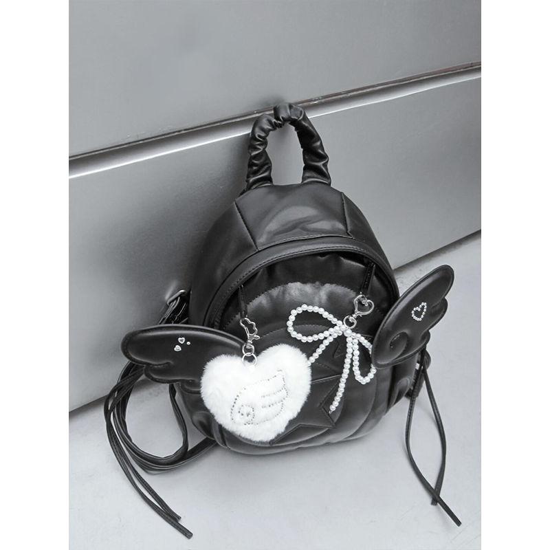 Lucky Star Unique Design Backpack Women Girls Angel Wing Cute Casual Rucksack Ladies Shopping Compact Lightweight School Bag Y2k