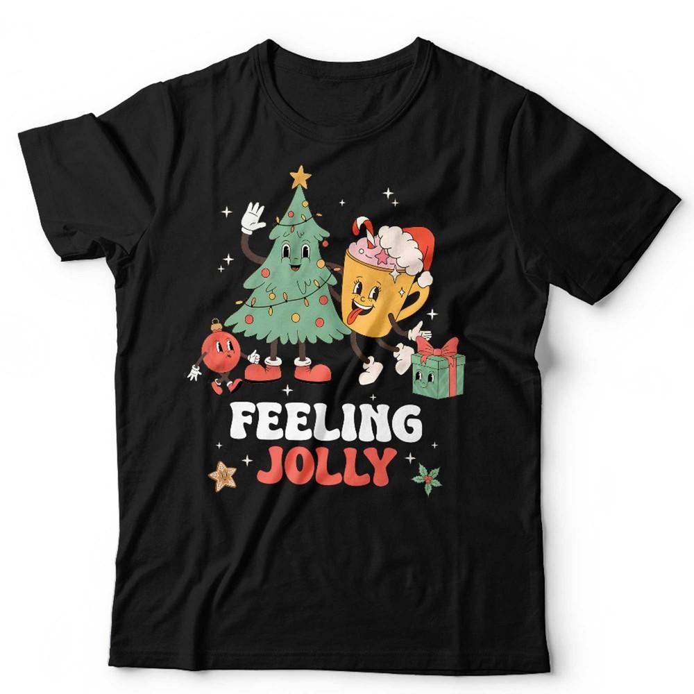 Feeling Jolly Christmas Tshirt Unisex and Kids Retro Vintage Festive Xmas Coffee