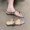 Spot version~ Open-toed cool slippers women's 2025 new sexy square head one-word drag summer commuter slippers