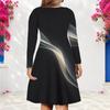 Women Plus Size V Neck Long Sleeve Rainbow Printed A Line Dress