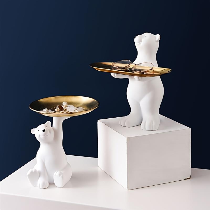 1pc of High-End White Polar Bear Storage Ornament, Suitable Only for Lightweight Items, Classic Bohemian Cartoon Animal Decorative Tray