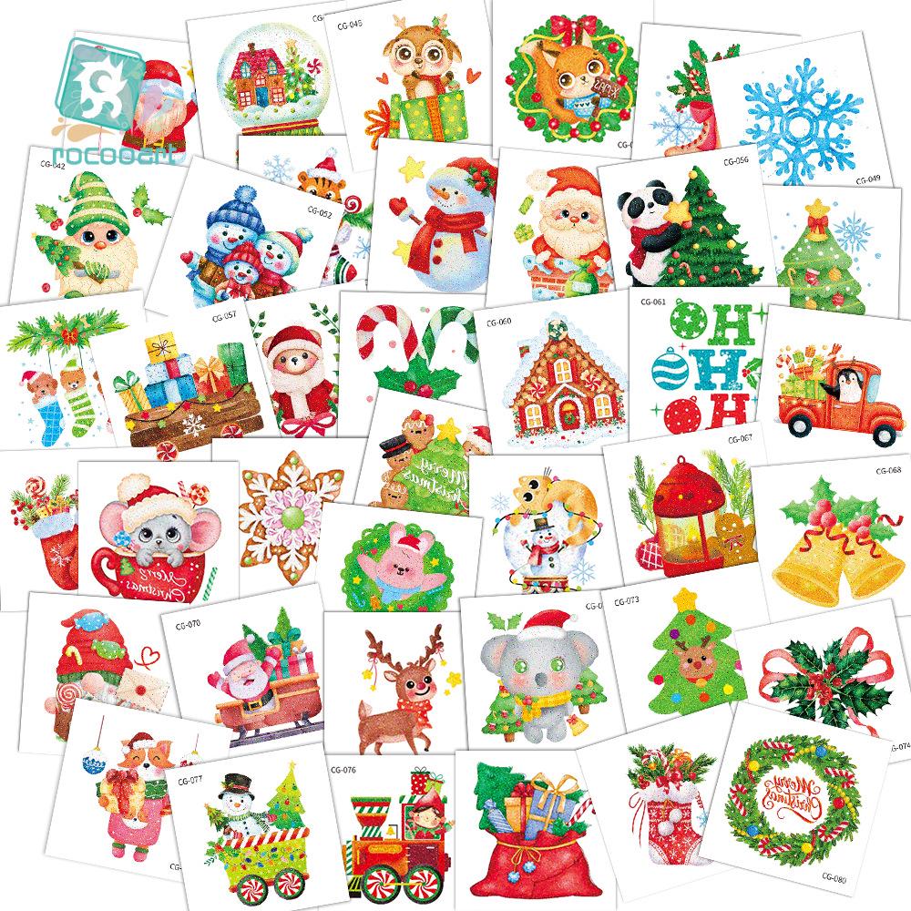 Ruikalong Christmas Cartoon Temporary Tattoo Stickers for Face and Arms