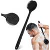 ZOSH Silikon Rückenbürste für die Badewanne (SCHWARZ), Rückenreinigung Badebürste mit langem Griff, weiche und sanfte Borsten für Tiefenreinigung, Peeling