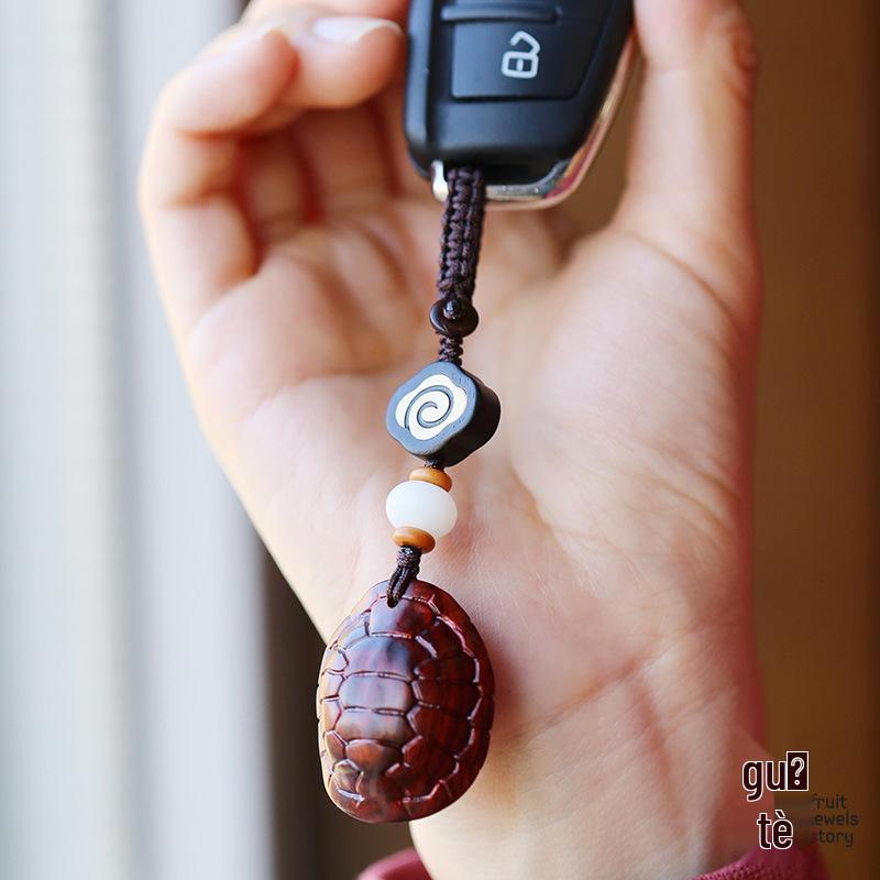 

Rosewood Turtle Shell Keychain & Phone Pendant - Wealth-Attracting Gift for Men & Women