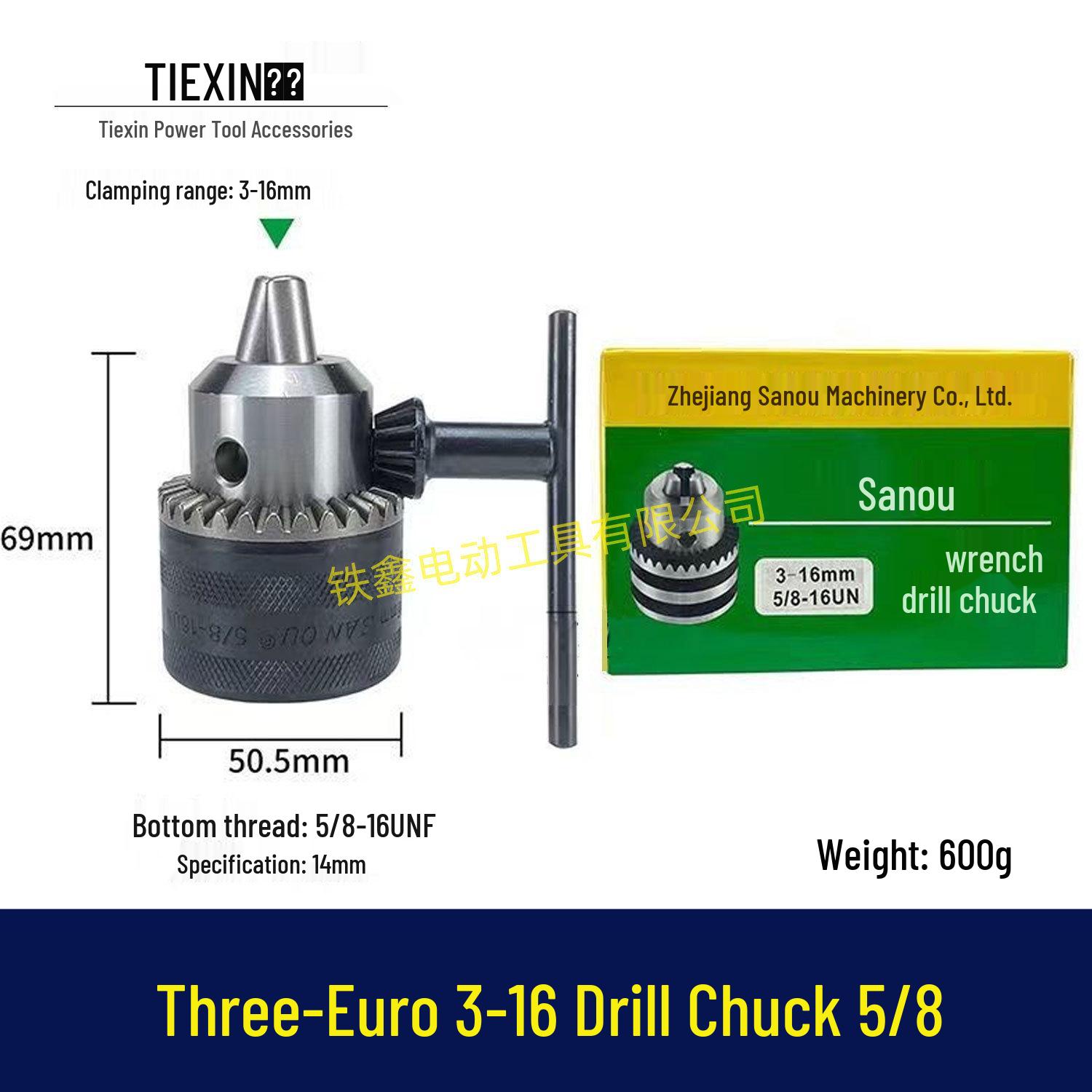 Dongcheng FF-16A 5/8  Thread, 6013BR, San Ou Metal Drill Chuck 00864