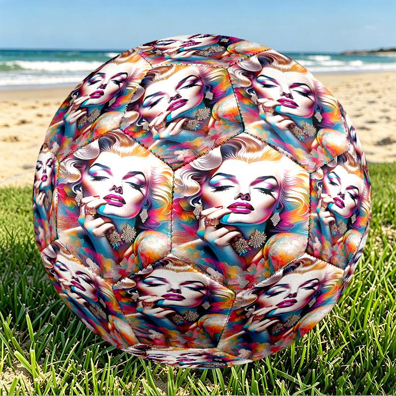 Marilyn Monroe Print Size 5 Soccer Ball, PU Wear Resistant Football for Match Training and Daily Practice, Birthday Gift for Soccer Fans