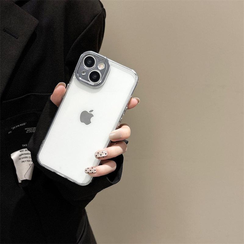 Simple metal precision frame transparent Case for iPhone 16 Pro Max 15 14 Plus 13 12 11 Pro XS XR All-inclusive fall protection Cover