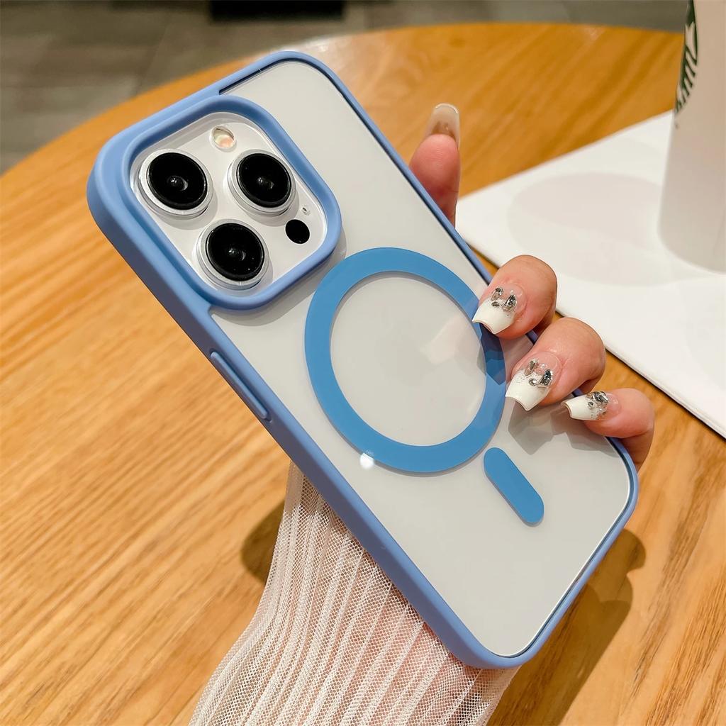 Luxury Shockproof For Magsafe Wireless Charge Case for iPhone 16 15 14 Plus 13 12 Mini 11 Pro XR XS Clear Magnetic Bumper Cover