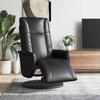 Recliner Chair with Footrest Black Faux Leather