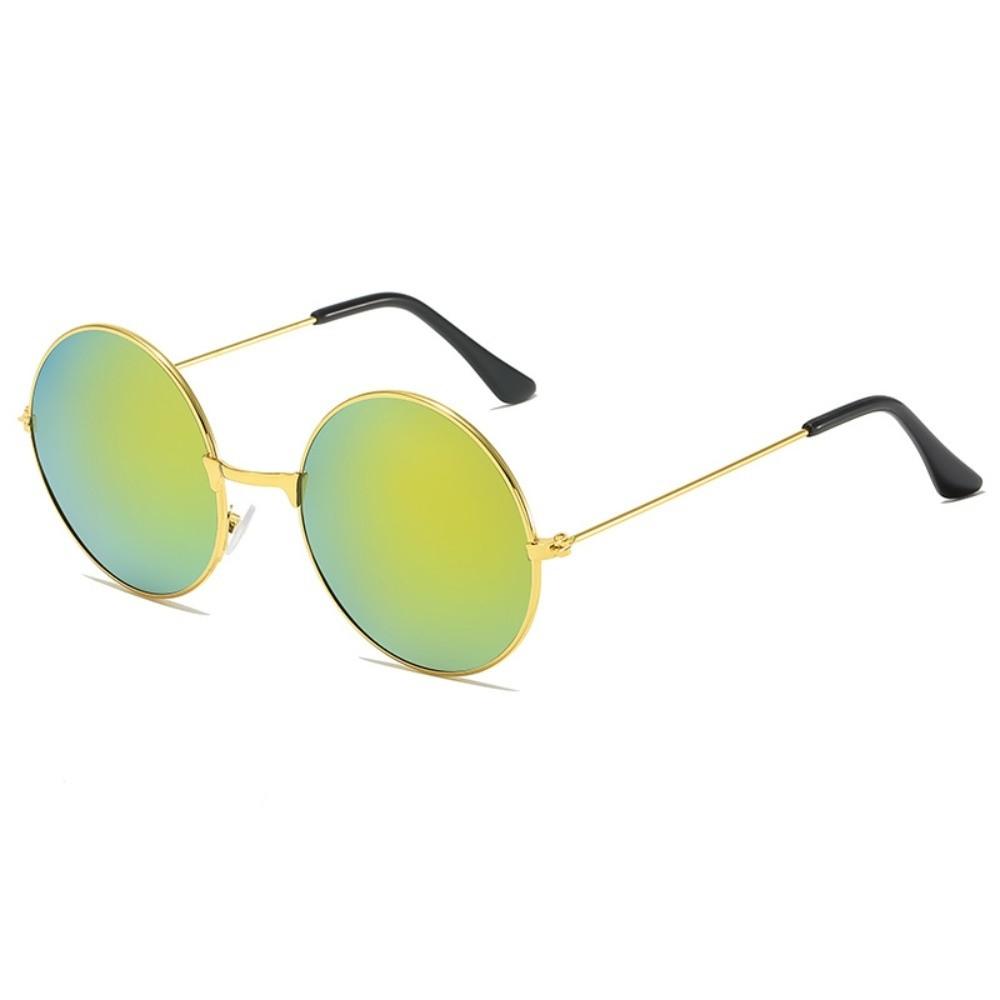 Metal Round-frame Sunglasses Hip Hop Candy Color Lens Circle Sun Glasses Anti UV Street Photography Women Eyewear