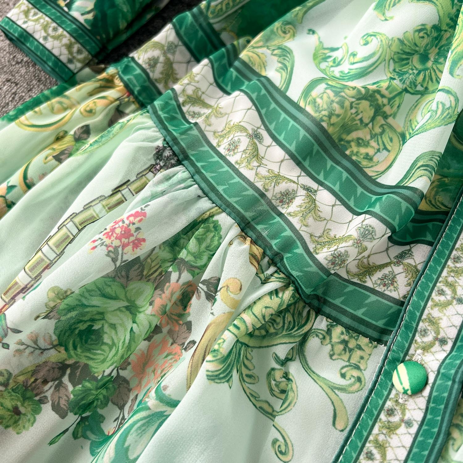 Богемное шифоновое зеленое платье макси — фото 20