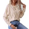 Fall Long Sleeve Crew Neck Sweaters for Women Solid Color Cable Knit Chunky Casual Oversized Pullover Sweater Tops Women's Woven Crewneck Pullover