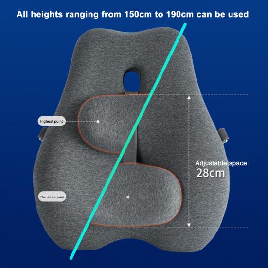 Chair Back Cushion Memory Foam Lumbar Support Cushion with Adjustable Slider Ergonomic Back Support for Office Workers Car Drivers Gamers