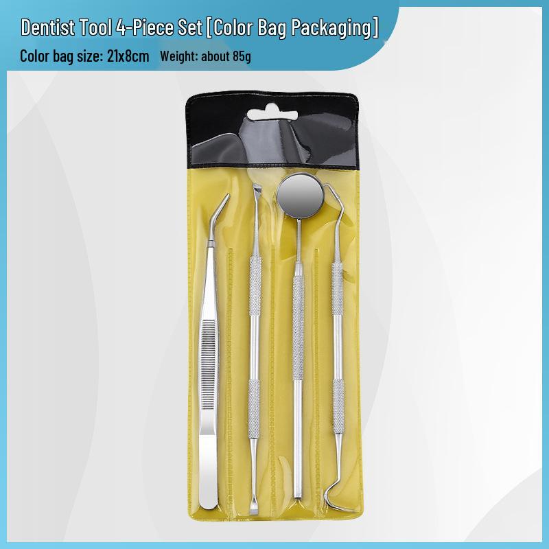 Dentist Tools Set: Stainless Steel Double-Ended Probe, Mouth Mirror, and Teeth Cleaning Kit