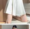 2024 New Black High-Waisted Pleated Wide-Leg Shorts - Slimming, Casual, Slit Design