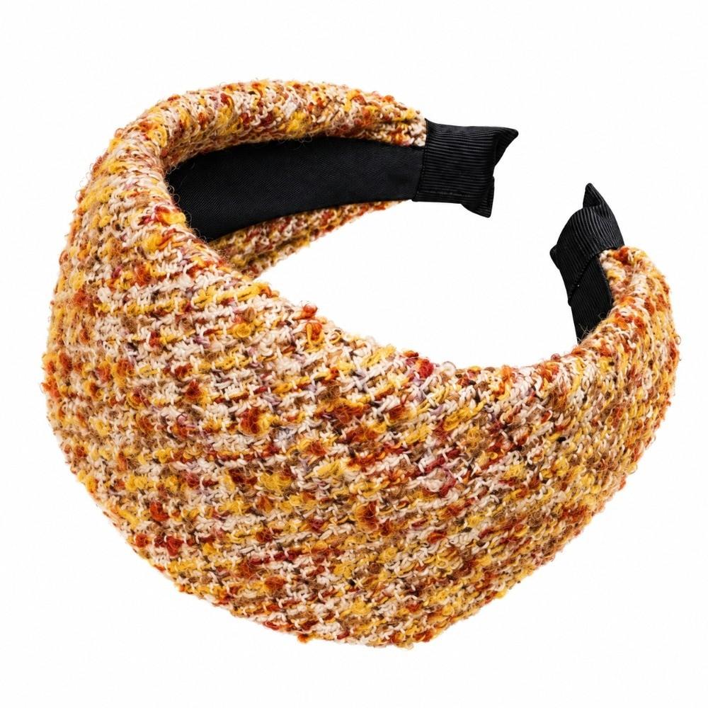 Sequin Braided Wide Thickened Headband Tweed Knitted Makeup Headband for Girls Ladies