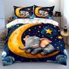Dreamy Night Baby Elephant Rest Printed Duvet Cover Set1 Duvet Cover+2 Pillowcasemulti Size Bedroom Bedding Decor Luxury Gifts