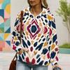 Women Plus Size Abstract Watercolor Printed Long Sleeve Drawstring Hoodie With Kangaroo Pocket