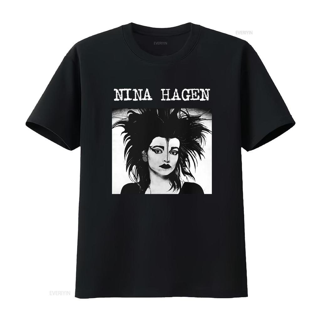 Nina Hagen Goth Music Punk Style T Shirt Short or Long Sleeve with Slits vintage Washed Slightly Soft Comfortable
