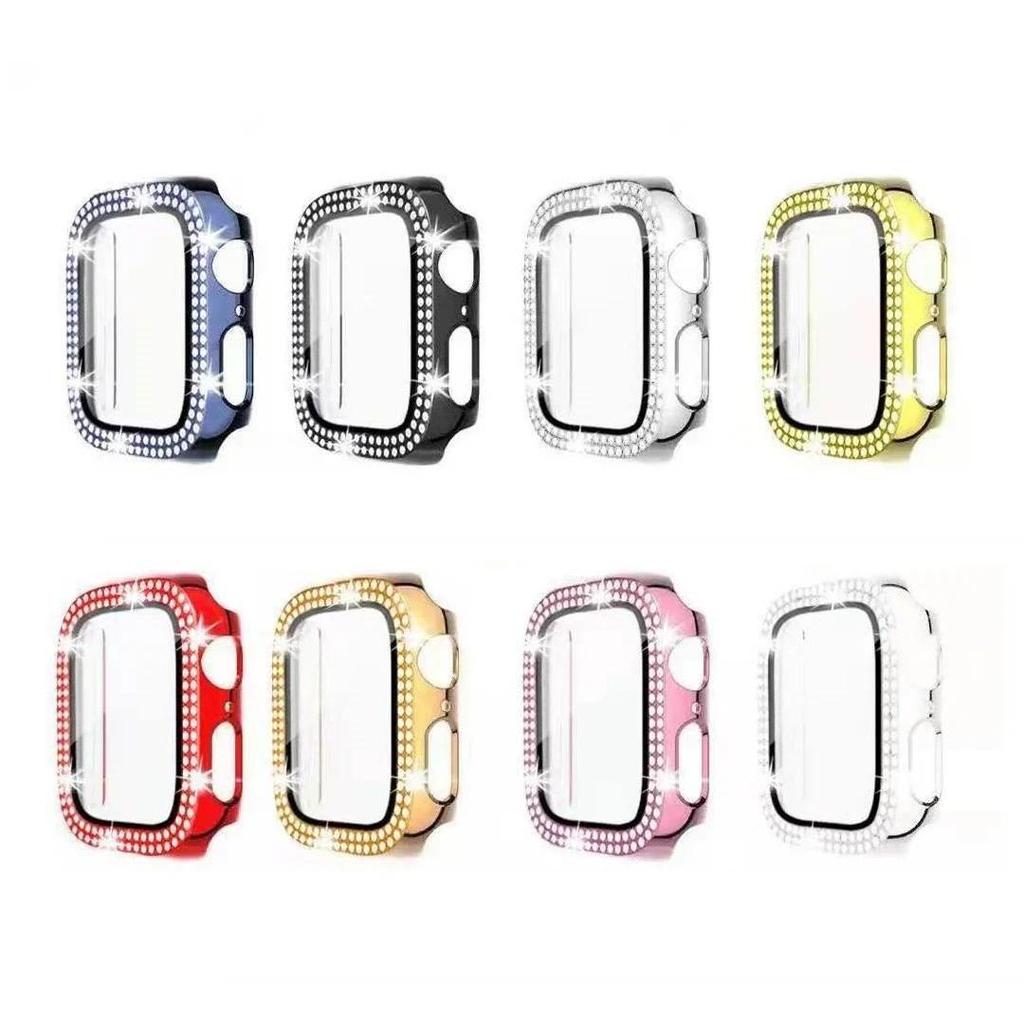 20pcs Double Row Diamond Cover For Apple Watch 8 7 6 9 10 iWatch Series 8 Ultra Protective Case 49mm 45mm 41mm 44mm 42/46mm