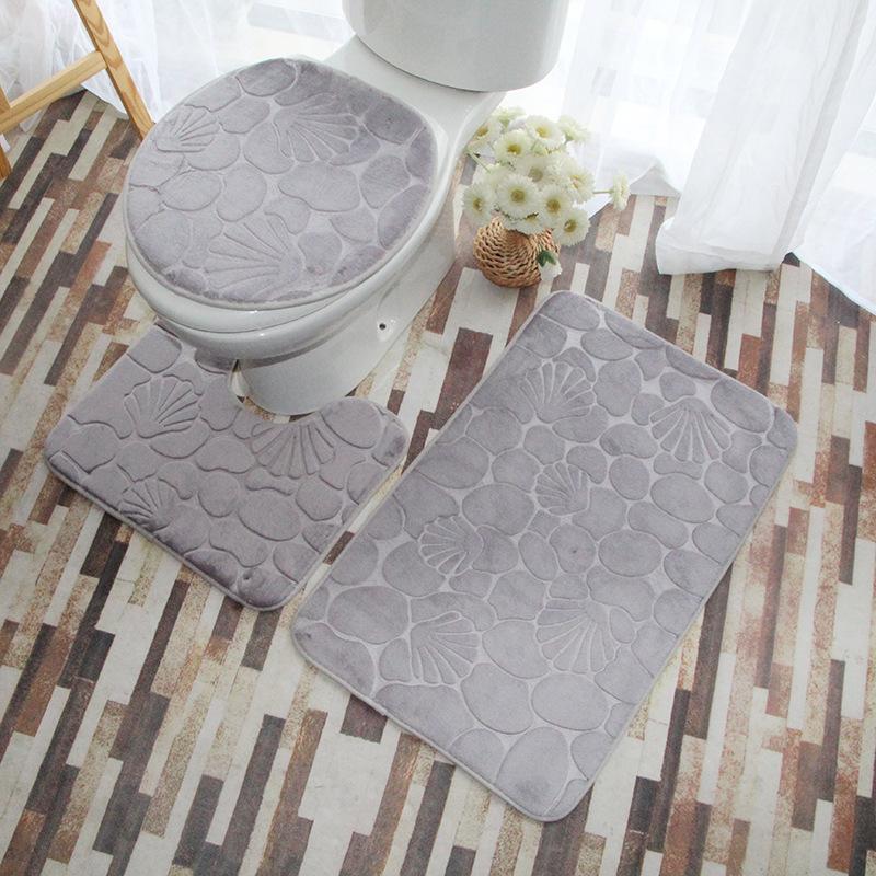 Ensemble de 3 pièces Tapis de bain pour la maison et la salle de bain Tapis de toilette Tapis de bain antidérapant Tapis de salle de bain Ensemble de tapis de douche Couvercle de toilette Tapis de sol