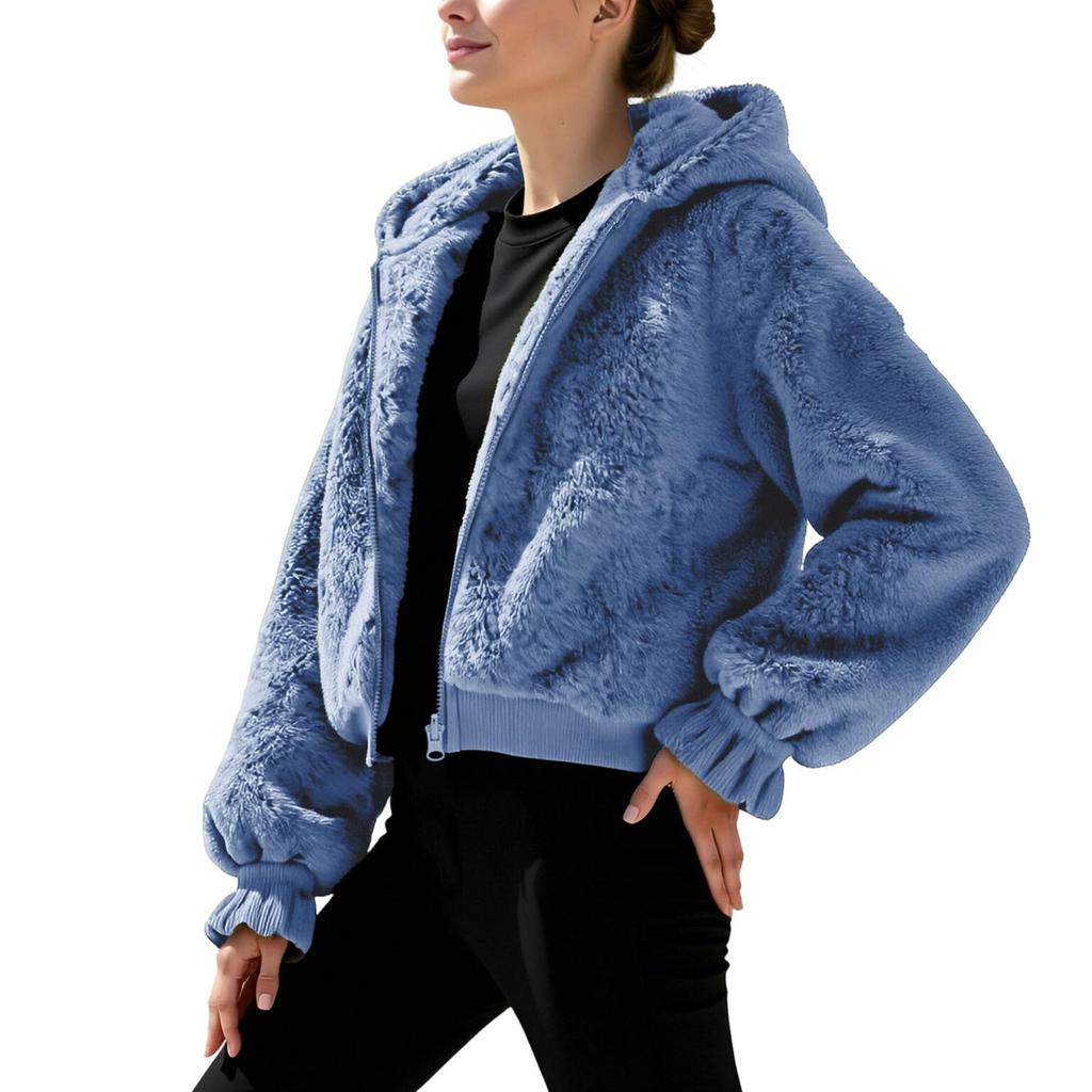 Women's Long-sleeved Hooded Winter Warm Plush Jacket