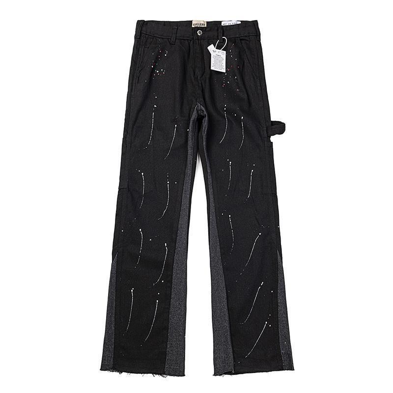 Deconstructed Retro Splash Denim Flare Pants Unisex Streetwear Casual Jeans