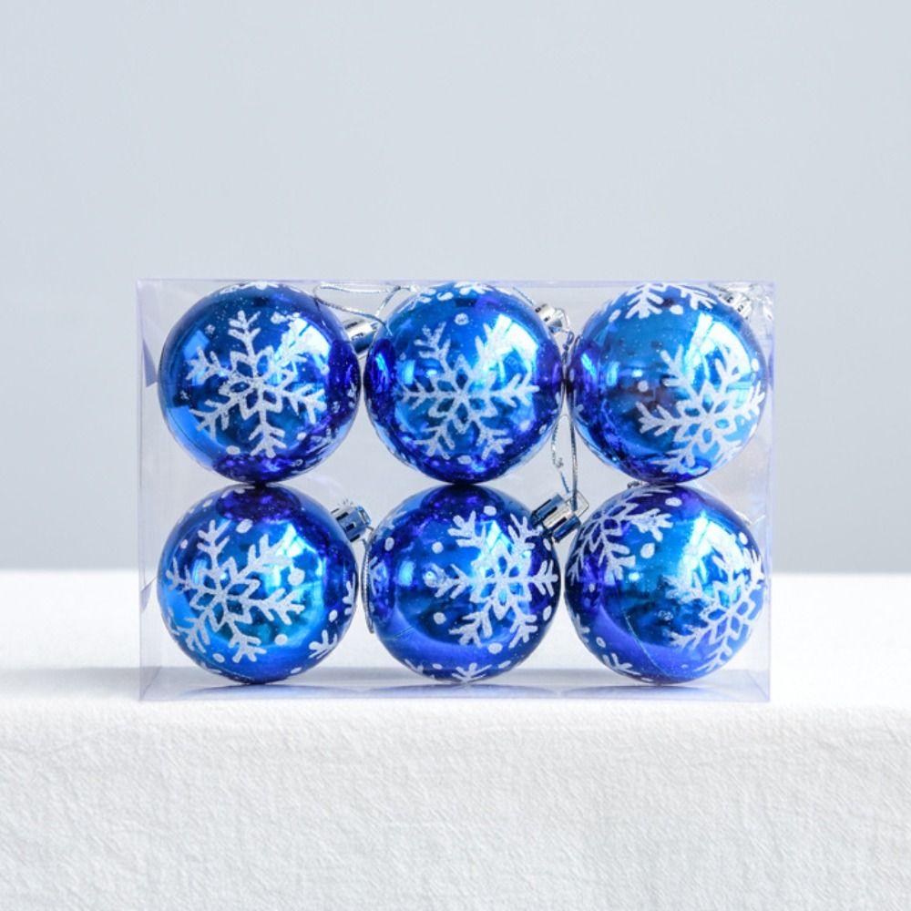 6pcs Plastic Christmas Tree Pendant Bright Hanging Ornament Snowflakes Christmas Ball Office