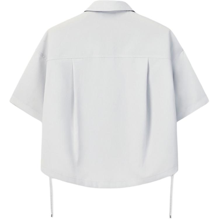 Fila White Simple Solid Short Sleeve Shirt Women Shirts Gray F11W623410FGY