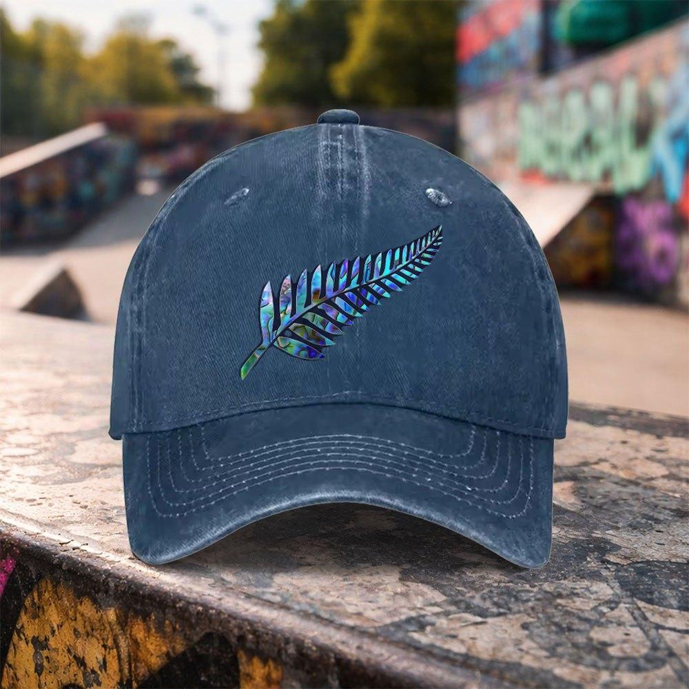 Iridescent Fern Leaf Washed Baseball Cap Unisex Cotton Adjustable Outdoor Casual Sports Headwear