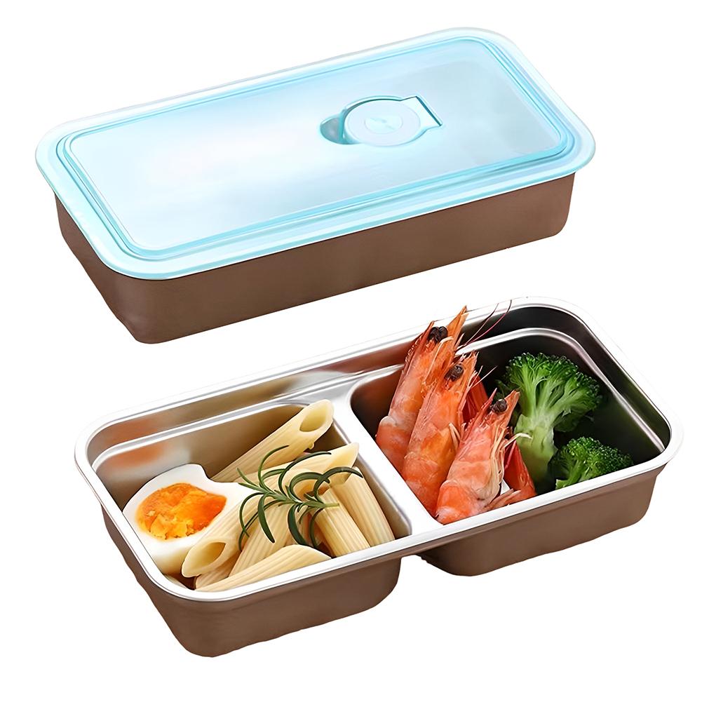 Stainless Steel Small Snack Containers Leak Proof Food Storage Containers Double Compartment Fruit Snack Box for Home Kitchen