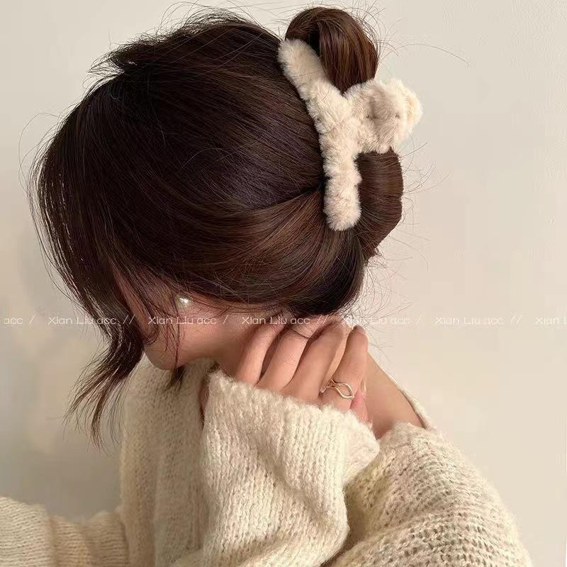 Plush Hair Clip, Furry Hair Clip, Large Hair Clip, Back Head Hair Clip